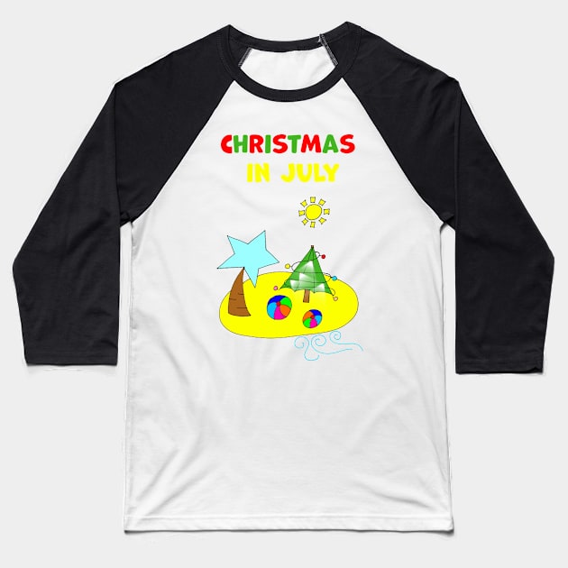 Christmas in July Beach Island Baseball T-Shirt by Artstastic